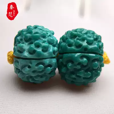 Qin Chu original mine turquoise carved high porcelain Diamond pair of precision carved hand string 108 beads to beads set