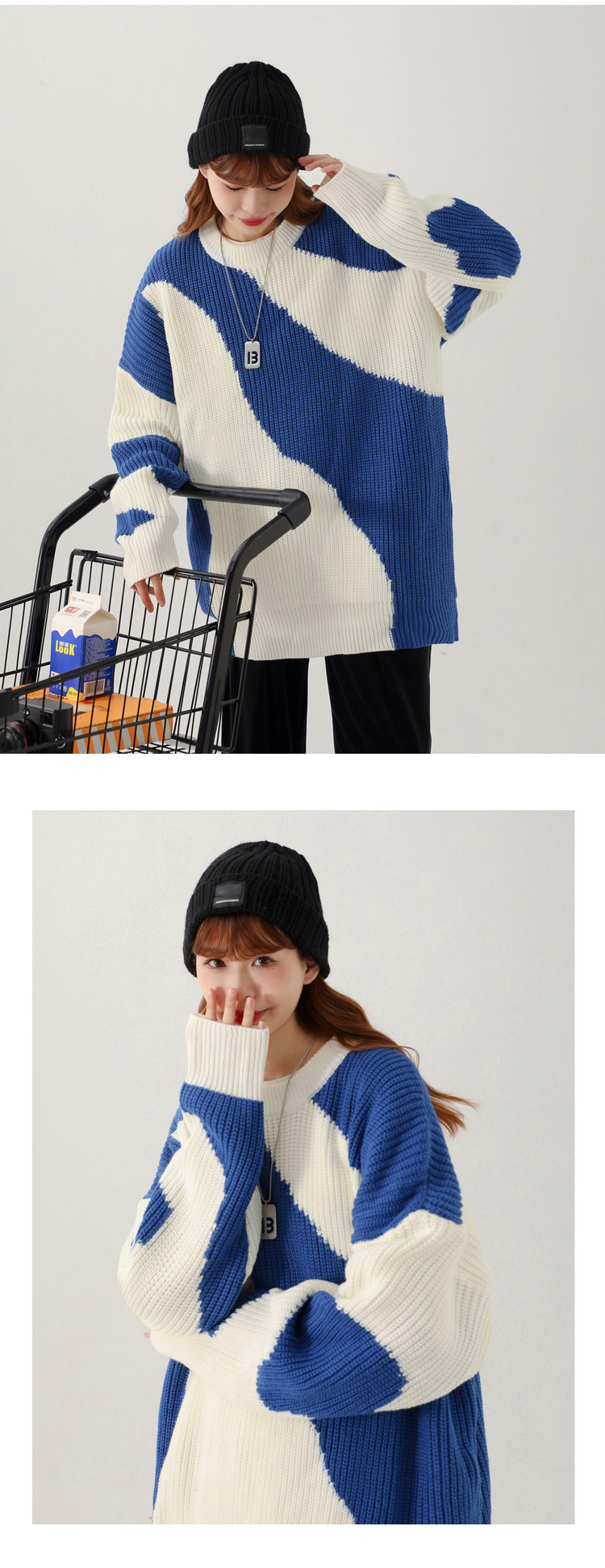 Herbst Winter Neue Kuh Muster Männer und Frauen Lose Casual Pullover XZ503-1MY09P75 Control 98_voghion.com