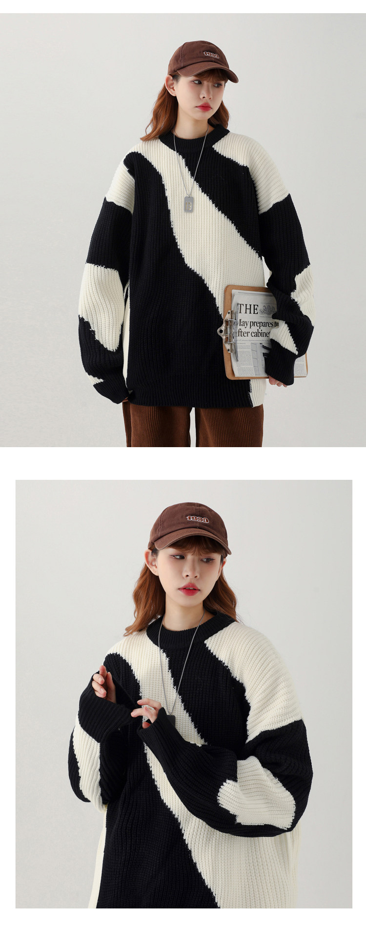 Herbst Winter Neue Kuh Muster Männer und Frauen Lose Casual Pullover XZ503-1MY09P75 Control 98_voghion.com