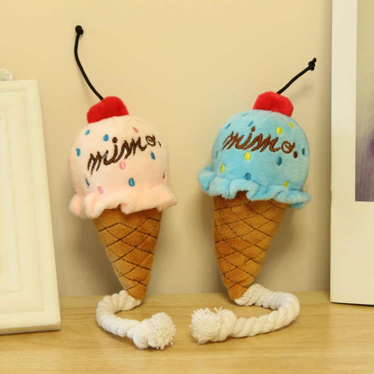 Ice cream dog toy rope knot pet toy teddy puppy molar sound toy puppy plush toy