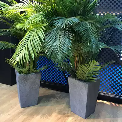 Nordic simple trapezoidal vase shopping mall living room floor large vase fiberglass flowerpot outdoor green plant utility flower Ware