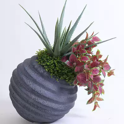 Nordic creative glass fiber floor flower pot mall diagonal round vase retro combination decoration home decoration flower arrangement