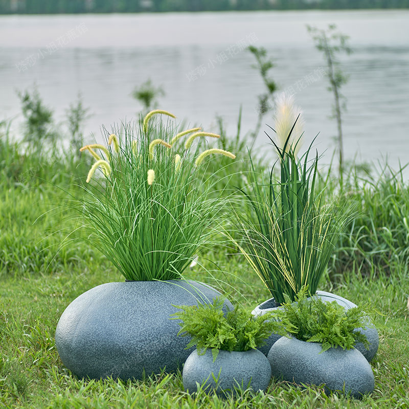 Nordic Creativity Ground Floor Large Vase Living Room Green Planting Soft Dress Minima Large Mall Outdoor Cement Fiberglass Flower Pots