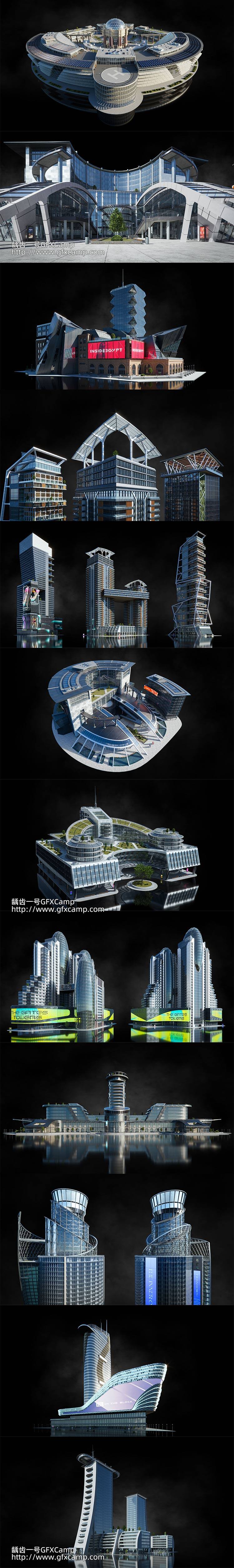 旧金山现代城市建筑楼房3D模型 Blender格式