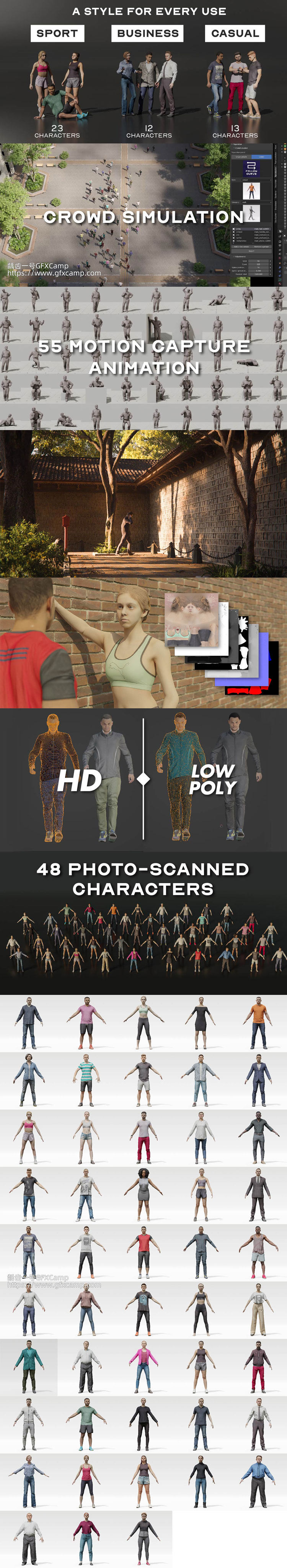 Blender人群模拟集群动画插件+模型预设 Population Pro V1.1.2
