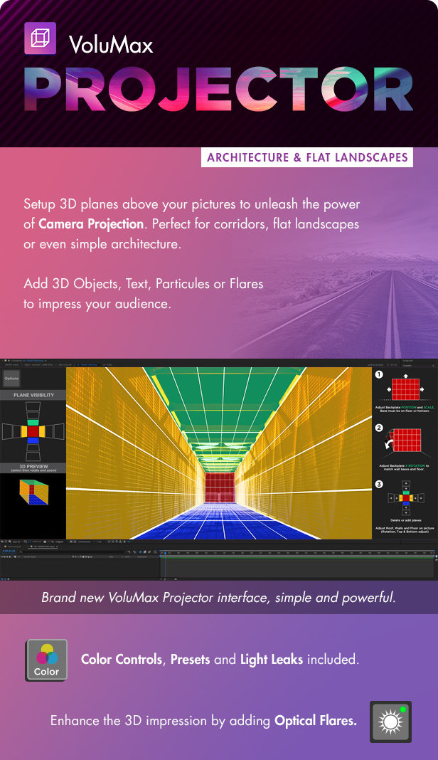 AE模板-风景人像图片转3D效果摄像机推拉旋转景深动画 VoluMax Pro V7