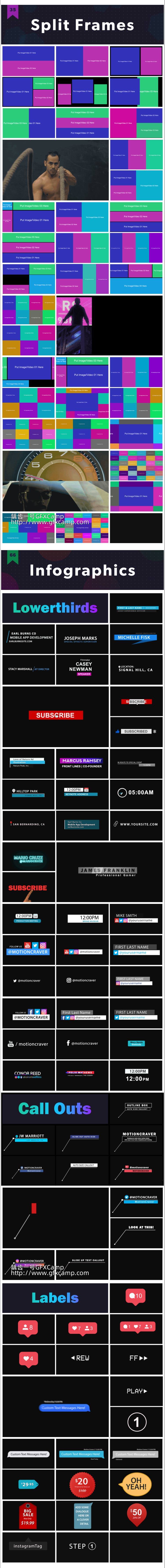 Premiere/PR模板预设-2050组文字标题字幕条图形背景排版动画视频转场预设V2