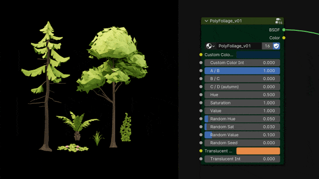 Blender低多边形卡通自然植物花朵树木冰川3D模型资产预设
