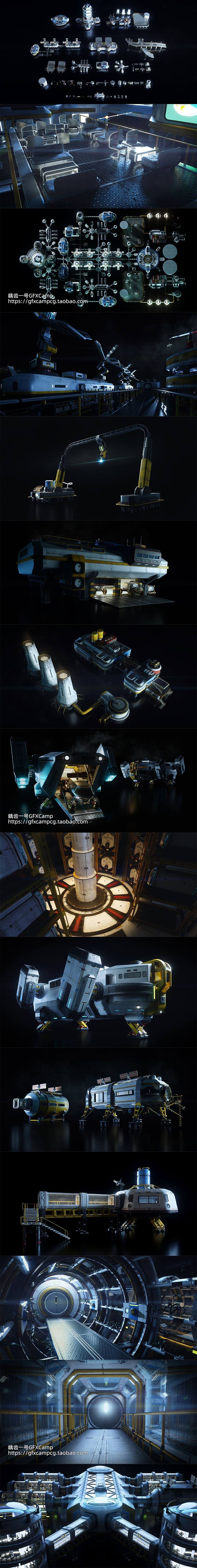 外星基地未来科幻建筑场景3D模型 C4D/FBX/OBJ/MAX/Maya/Blender/Houdini/Unity/UE格式