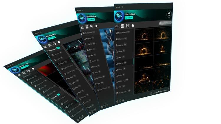 AE脚本 1300+无缝转场光效文字星火雨雪视频剪辑调色抖音特效预设