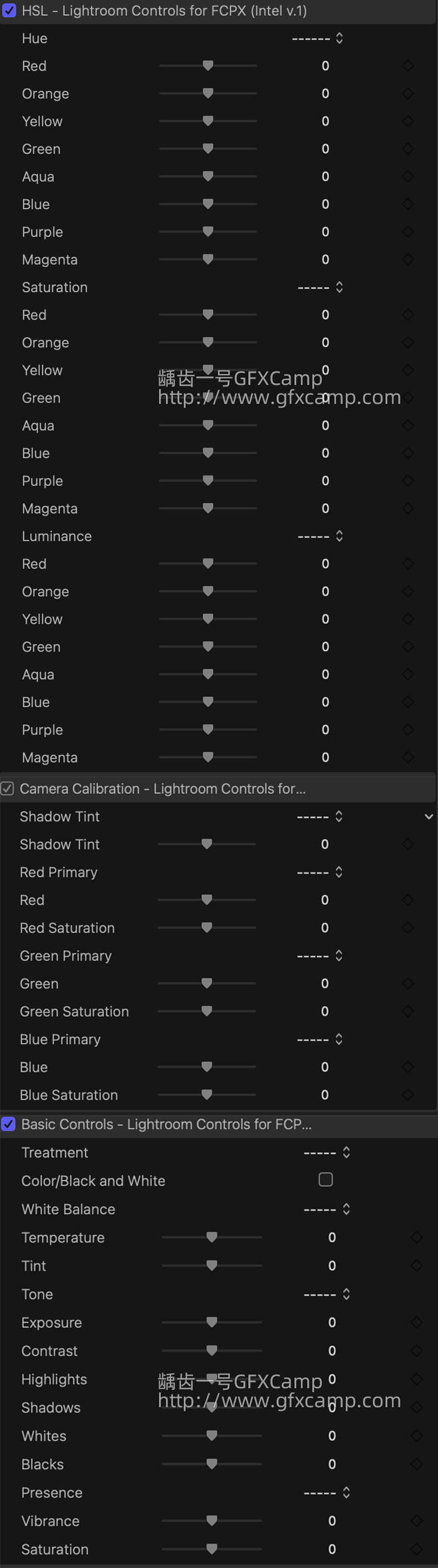 FCPX插件-仿Lightroom风格白平衡色温明暗对比色相饱和度HSL视频调色插件