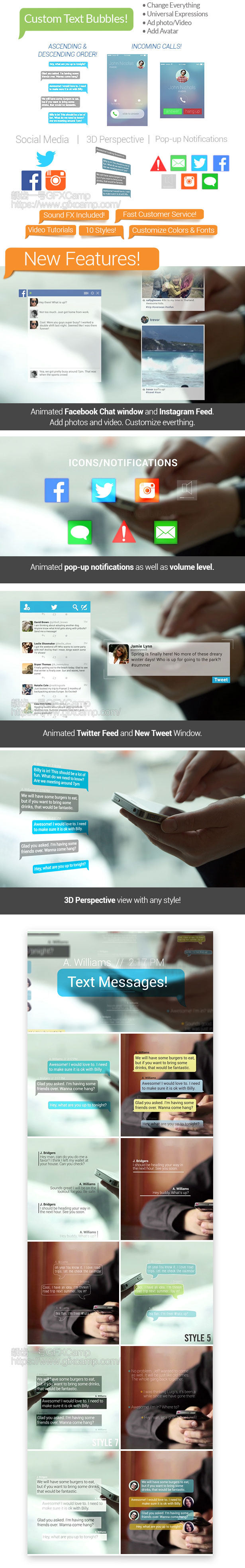 AE模板-手机短信气泡信息对话框V4