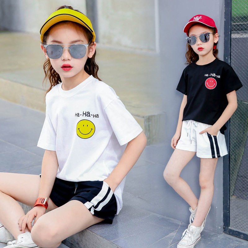 Children's T-shirt Short sleeve 5 black and white 6 Half sleeve body blood 7 Girls ' summer clothes 8 primary school students 9 middle school students 12 years old cotton t-shirt