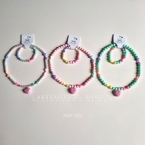 In stock South Korea Namdaemun Childrens Clothing 2024 Summer* Girls Western Style Cute Colorful Love Necklace Bracelet