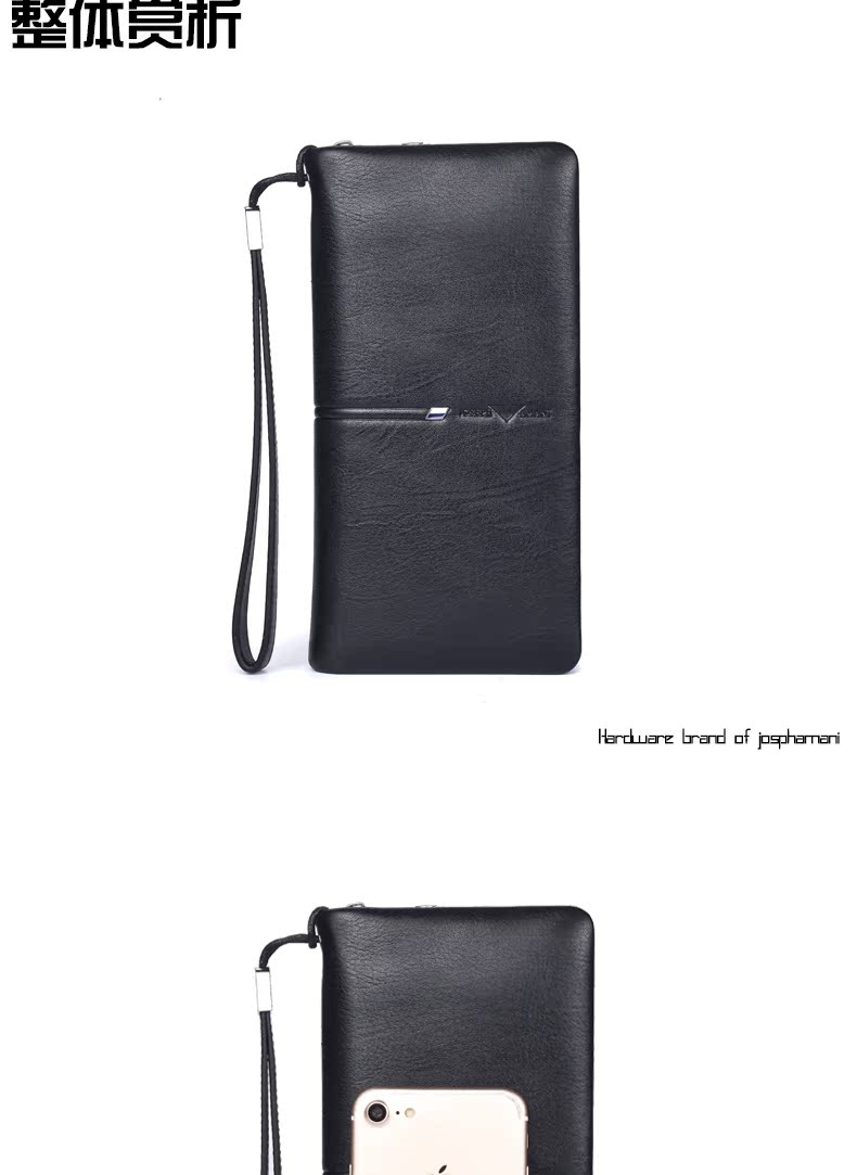 Zhuo Fan Armani Nam kinh doanh Ví da dài Thời trang Cool Tuổi trẻ Đơn dây kéo Ví da mềm - Ví tiền ví louis vuitton