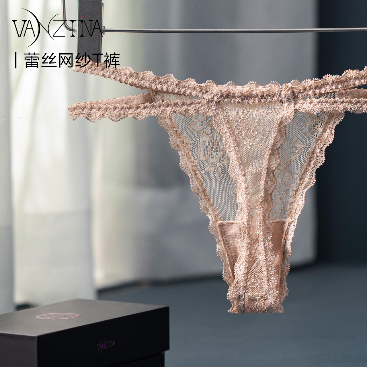 Fensdina low waist sexy lace thong female transparent hollow comfortable seamless mesh briefs T pants