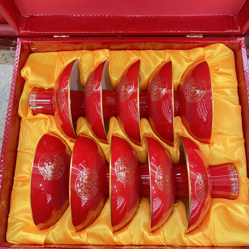 Wenzhou Moving House, Housewarming, Engagement, Wedding, Bone China Red Bowl, New Year's Eve Dinner, Tall Bowl, Rice Dumpling Bowl, New Year's Banquet, Suitcase