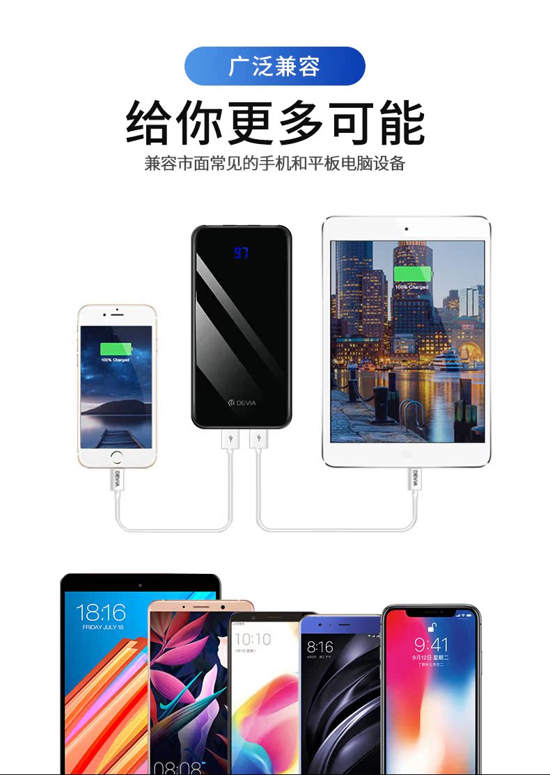 Devia Divo 10.000 mA sạc kho báu dung lượng lớn nữ siêu mỏng nhỏ gọn cầm tay của Apple điện thoại di động sạc kho báu Andrews số lượng đáng kể các nguồn hỗ trợ chính hãng tùy chỉnh nhanh sạc - Ngân hàng điện thoại di động sạc dự phòng không dây iphone