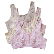 Mom cotton front button bra vest type elderly bra big size grandma cardigan underwear without steel ring thin