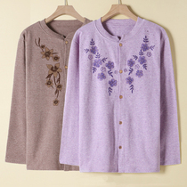 Elderly cardigan autumn clothes female loose old people open old ladies thermal underwear single coat open sleeves