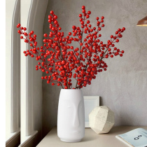 2 pieces of red fruit simulation flower fake flower living room decoration rich fruit holly berry dried flower bouquet ornaments