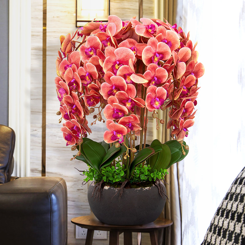 High-end Butterfly Lan Emulation Flower Fake Flower Living-room Furnishing Decoration Flowers Orchid Flower Arrangement Floral Swing Piece Plastic Flower Pendulum Flowers