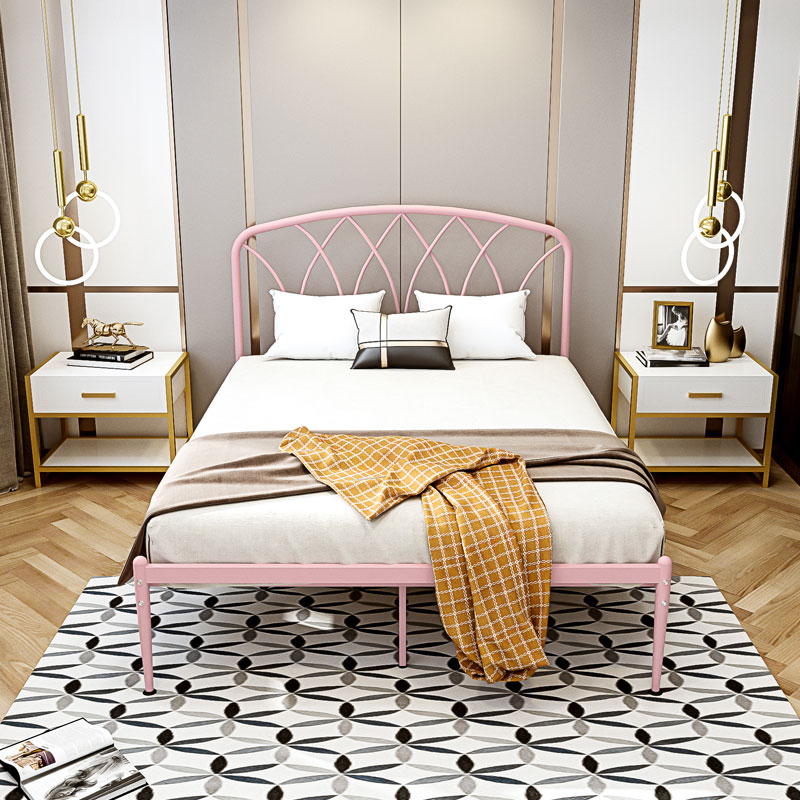 Minimalist modern iron art bed net red princess bed 1 5 m 1 8 m Minjuku rental room iron frame bed metal steel tube bed