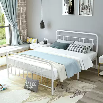 Simple wrought iron bed Double bed Light luxury 1 5-meter iron frame bed Adult 1 8-meter dormitory bed shelf bed Single iron bed frame