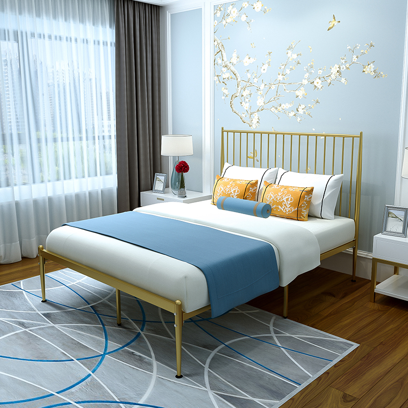 Iron Art Bed 1 5 m Eurostyle Brief about 1 8 m Double beds rental room Dormitory Racks beds ins nets Red beds Iron bed frame