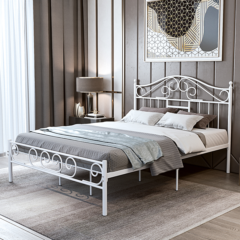 Iron bed frame Girl's heart bedroom Iron bed frame Metal pipe bed Dormitory shelf bed Double bed 1 51 8-meter bed