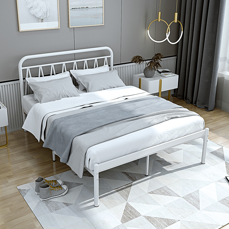 Eurostyle new iron art bed Twin Beds 1 5 m 1 8 m Girls Bed Net Red Bed Dorm Bed Apartment Iron Bed Iron Bed Frame