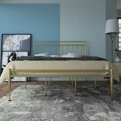 Wrought iron bed 1 8 meters modern simple 1 5 meters iron bed frame double bed rental room bed iron frame bed single bed ins style