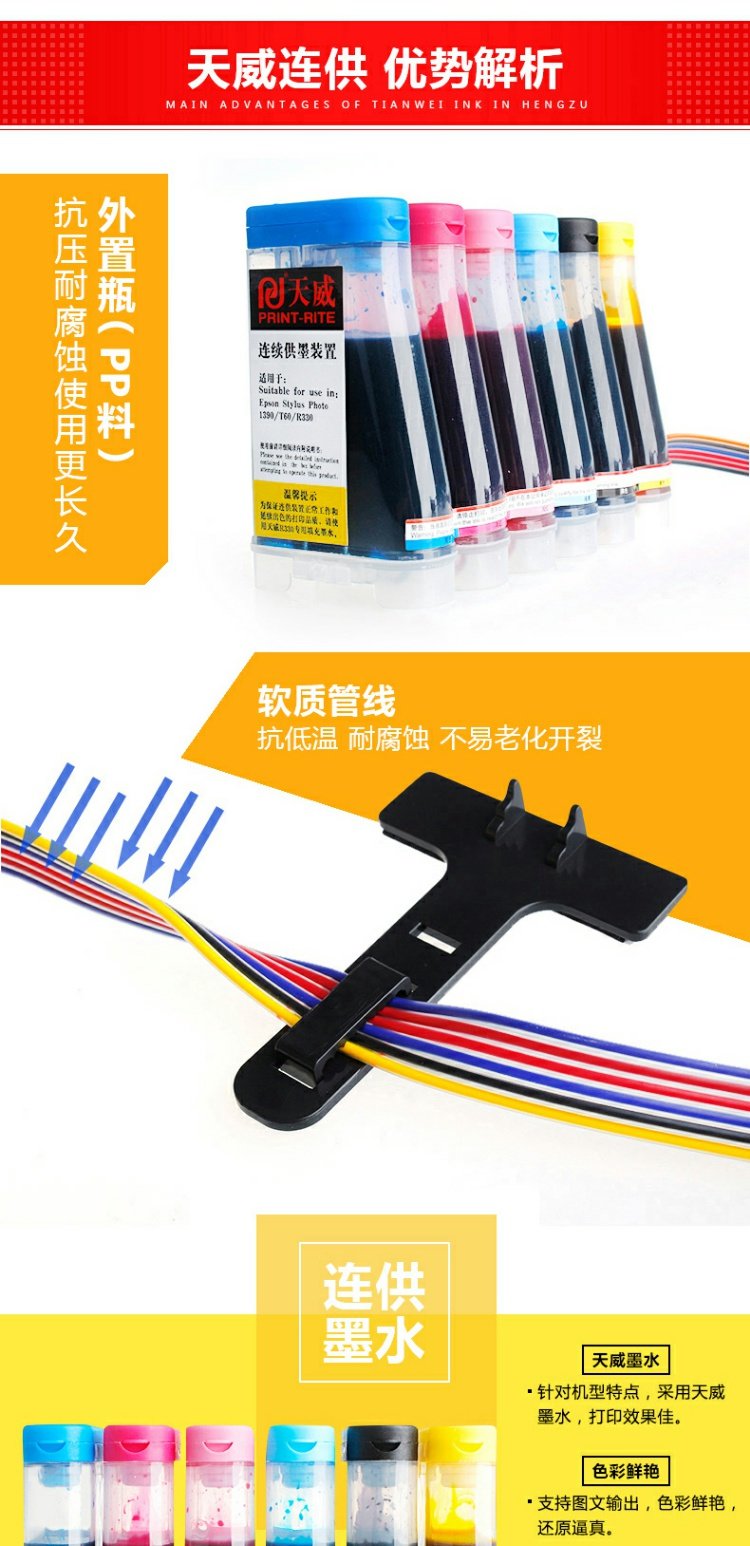 Hệ thống cung cấp liên tục Tianwei Jig cho hộp mực máy in Epson Epson 1410 RX610 TX650 R270 cung cấp màu cho giấy in ảnh - Phụ kiện máy in