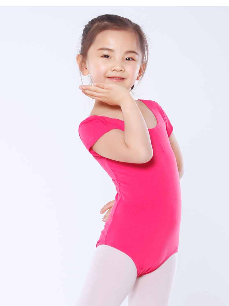 Quần áo tập thể dục trẻ em, bộ đồ nửa người, nửa tay áo, jumpsuit, múa ba lê cho bé gái, thể dục nhịp điệu, bộ đồ body - Khiêu vũ / Thể dục nhịp điệu / Thể dục dụng cụ giày múa