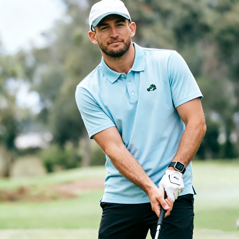 Hazardhunter American-Style Golf Crocodile Light Luxury Cool Quick-Drying Wear-Resistant Anti-Snag Solid Color Polo Shirt for Men