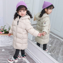 Anti-season Childrens down cotton padded clothing long thick winter clothes baby cotton jacket loose warm coat small childrens cotton clothes