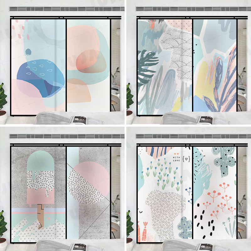 Custom Frosted Glass Stickers Anti-Privacy Peeping Translucent Creative Decorative Windows Glass Door Bathroom Sliding Stickers