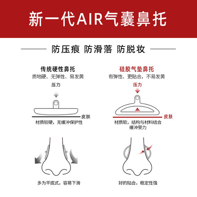 ຖົງລົມຊິລິໂຄນແວ່ນຕາ pads ດັງ super soft air anti-indentation anti-slip nose bridge bracket drag glass accessories pads nose