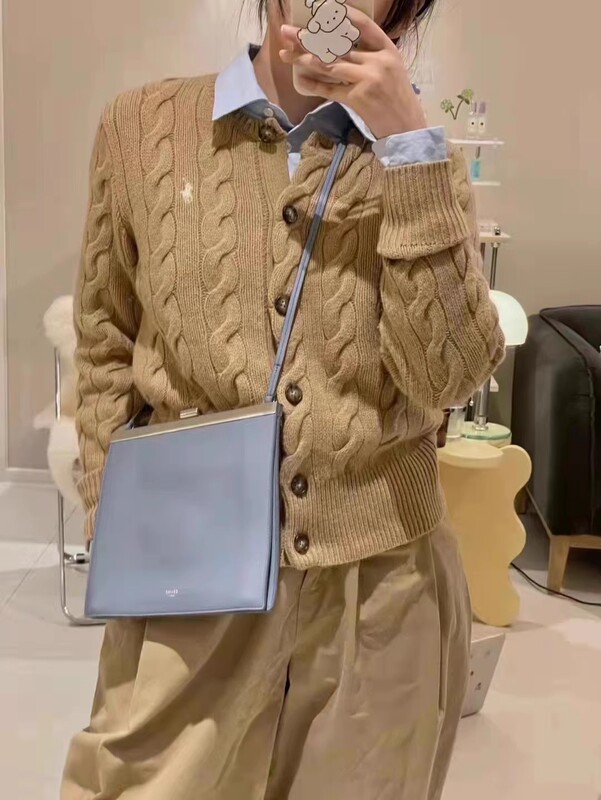 American Retro British Style 100% Pure Wool Cable Knit Cardigan Women's Sweater Autumn and Winter War Horse Embroidery Thick Knit Jacket