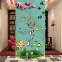 (More than a year) Classical nine fish picture lotus pattern home partition screen roller curtain custom porch decorative painting