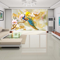 Rich peony peony Peacock picture Chinese style wind water curtain home roller curtain custom partition door curtain middle painting hanging curtain window