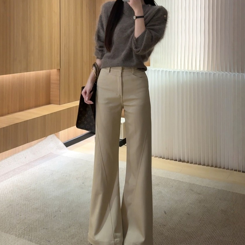 Drapey Old Money Style Pants for Women, Plus Size, Khaki Casual Flared Pants, Trendy and Popular This Year