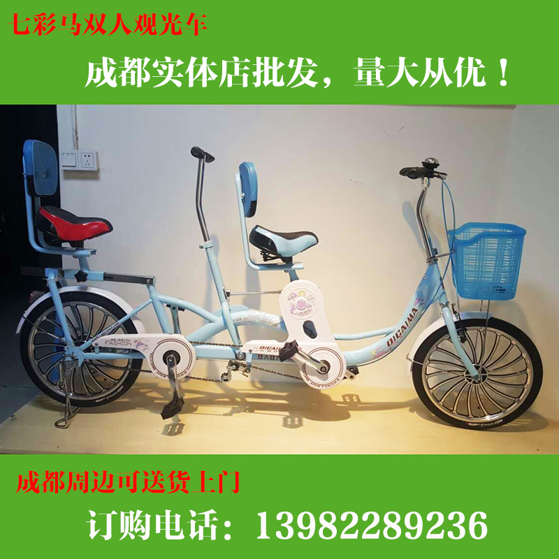 Colorful horse 20 inch double double strength fitness bike couple car two-wheeled sightseeing car two people can ride wholesale