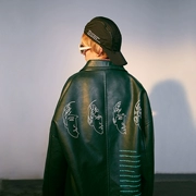 [FLAM cửa hàng trực tuyến chính thức] thương hiệu thủy triều hip-hop thủy triều FYP tương phản màu in nặng đôi nam da dài
