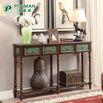 American color painting Xuanguan table leaning against wall Chinese door hall Xuanguantai Shelves Retro Hallway Bar Case Sofa Back a few