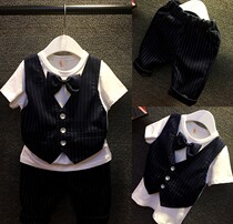 2019 new 4 summer suit boy suit dress children vest two-piece set 3 Korean version 5 short-sleeved 6-year-old boy