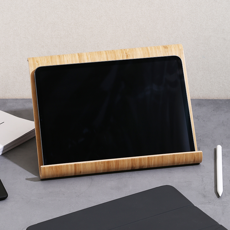 Nordic Old Bamboo Solid Wood iPad pro air learning flat panel stent large lazy stent kitchen desktop bracket