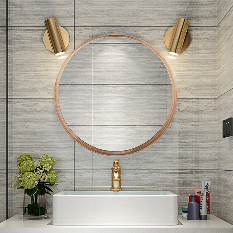 Nordic Wind Solid Wood Makeup Room Mirror Round Mirror Bathroom Mirror Wall-mounted Cosmetic Mirror Bathroom bedroom Decorative Mirror