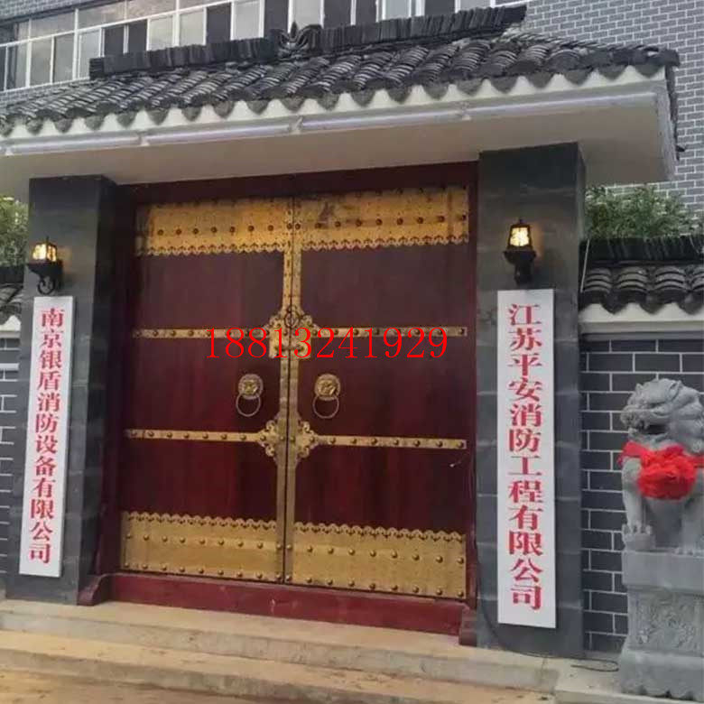 Chinese style wooden gate wall gate retro tea house double switch gate solid wood gate antique villa ancestral hall courtyard