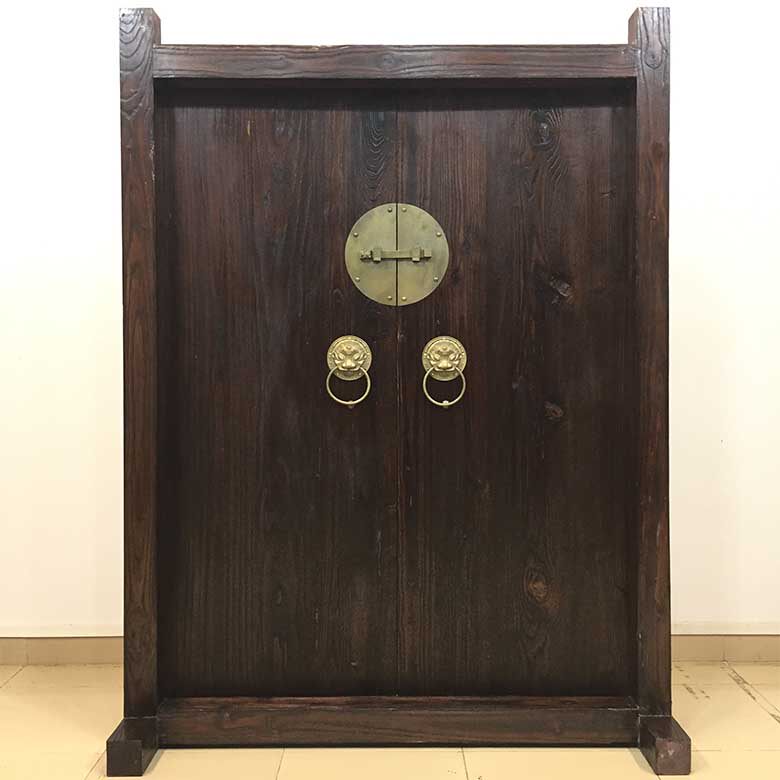 Custom-made solid wood courtyard entrance double switch gate Elm furniture courtyard villa gate ancient house retro gate